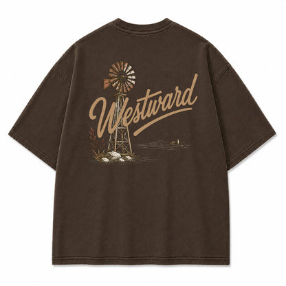 Westward Prairie Windmill Graphic T-Shirt