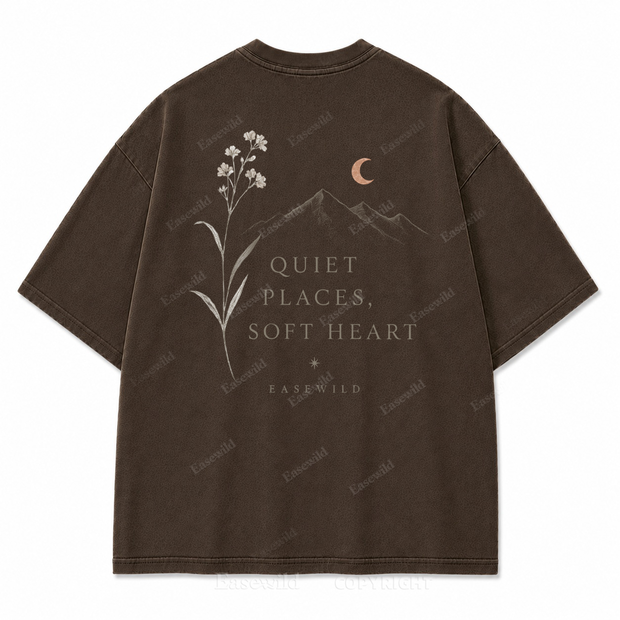 Quiet Places, Soft Heart Washed Back Print Tee