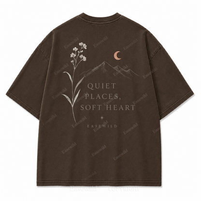 Quiet Places, Soft Heart Washed Back Print Tee