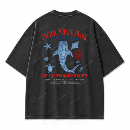 Pacific Whale Shark Washed Back Print Tee