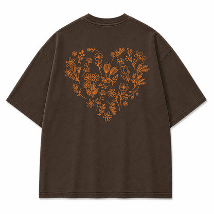 Wildflower Heart Botanical Graphic T-Shirt