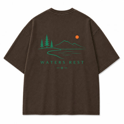 Waters Rest Mountain Lake Graphic T-Shirt