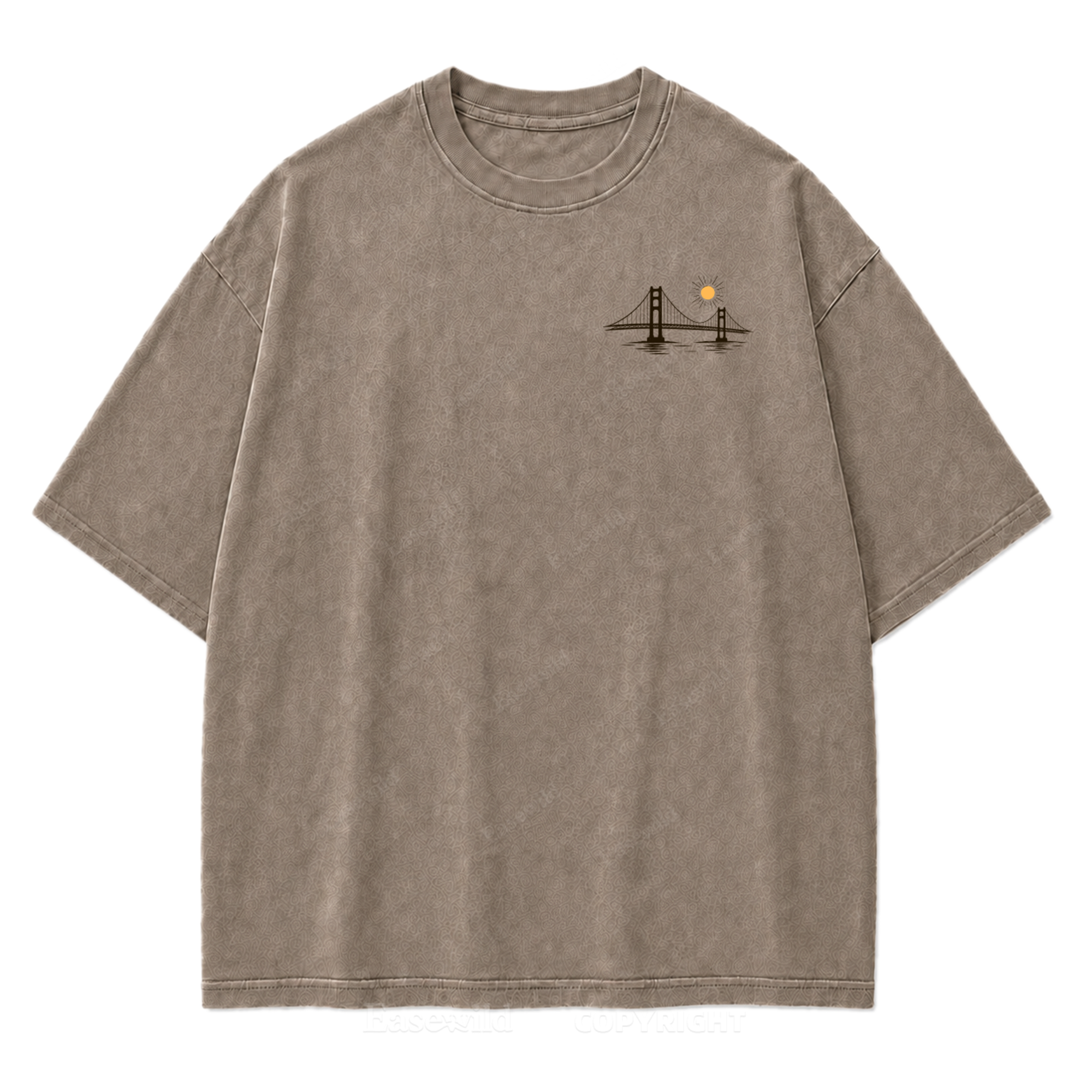T-Shirt mit Kalifornien-Umriss in verwaschenem Druck