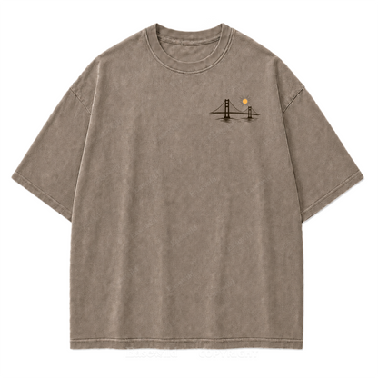 T-Shirt mit Kalifornien-Umriss in verwaschenem Druck