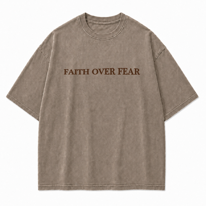 Faith Over Fear Oversized Christian Graphic Tee
