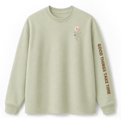 Langarmshirt mit „Keep Growing Wildflower Graphic“-Aufdruck