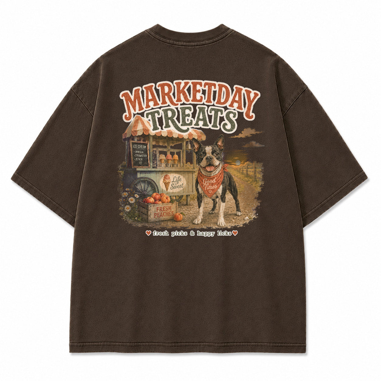 Marketday Treats Boston Terrier Graphic T-Shirt