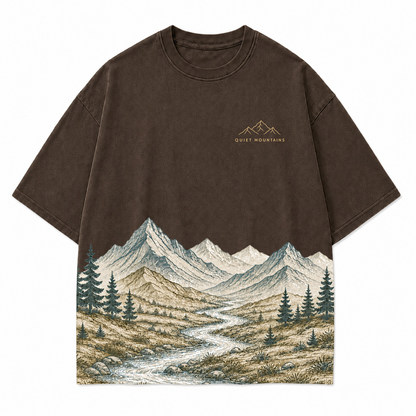 Quiet Mountains River Landscape Graphic T-Shirt