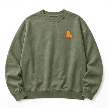 Nothing Urgent Here – Cozy Capybara Washed Sweatshirts