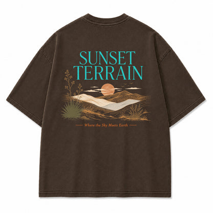 Sunset Terrain Desert Landscape Graphic T-Shirt
