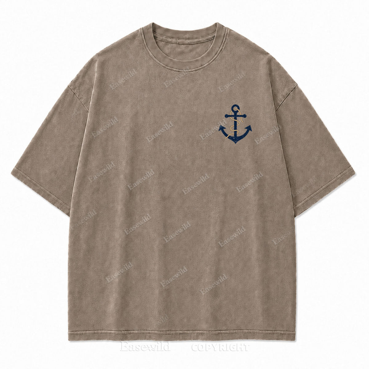 Hold Fast Stay True Nautical Anchor Washed Graphic Tee