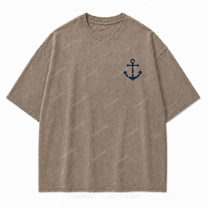 Hold Fast Stay True Nautical Anchor Washed Graphic Tee