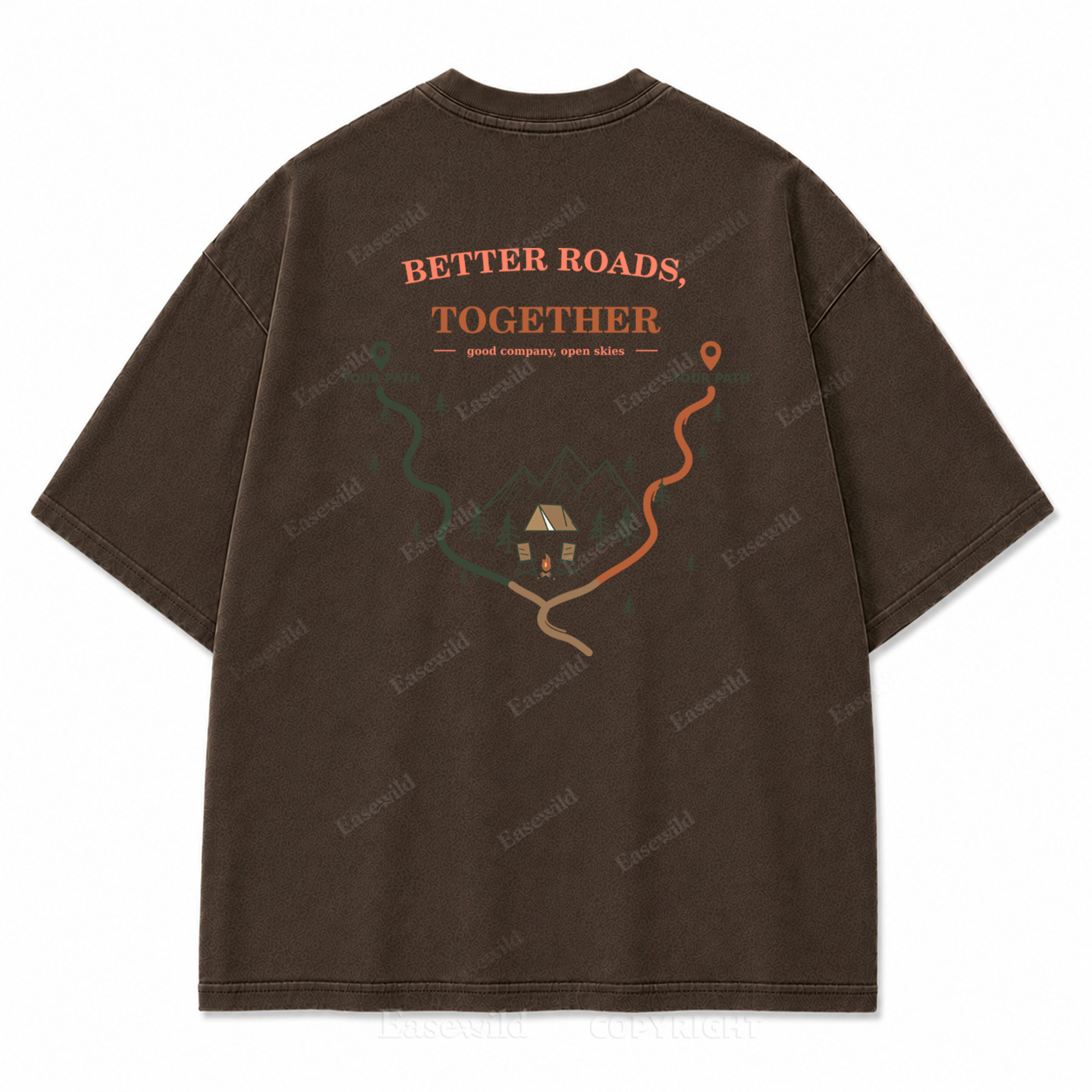 Better Roads Together Washed Back Print Tee