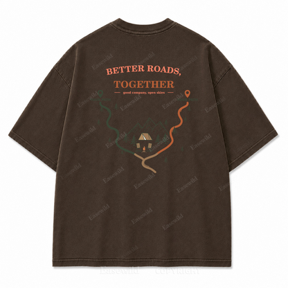 Better Roads Together Washed Back Print Tee