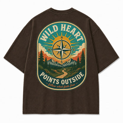 Wild Heart Points Outside Washed T-Shirt