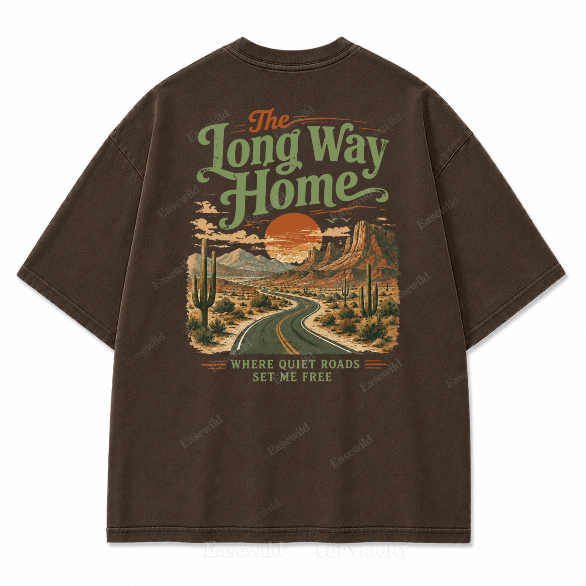 The Long Way Home Washed Back Print Tee