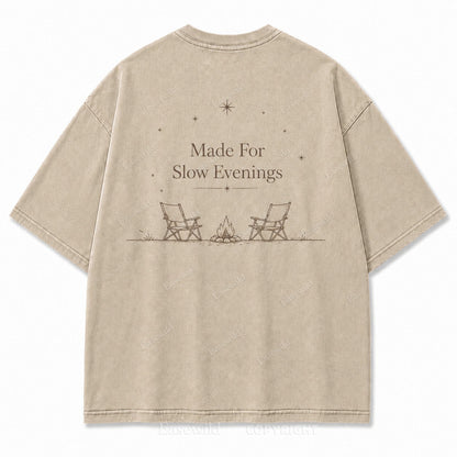 For Slow Evenings Under Open Skies Minimalist Campfire Tee