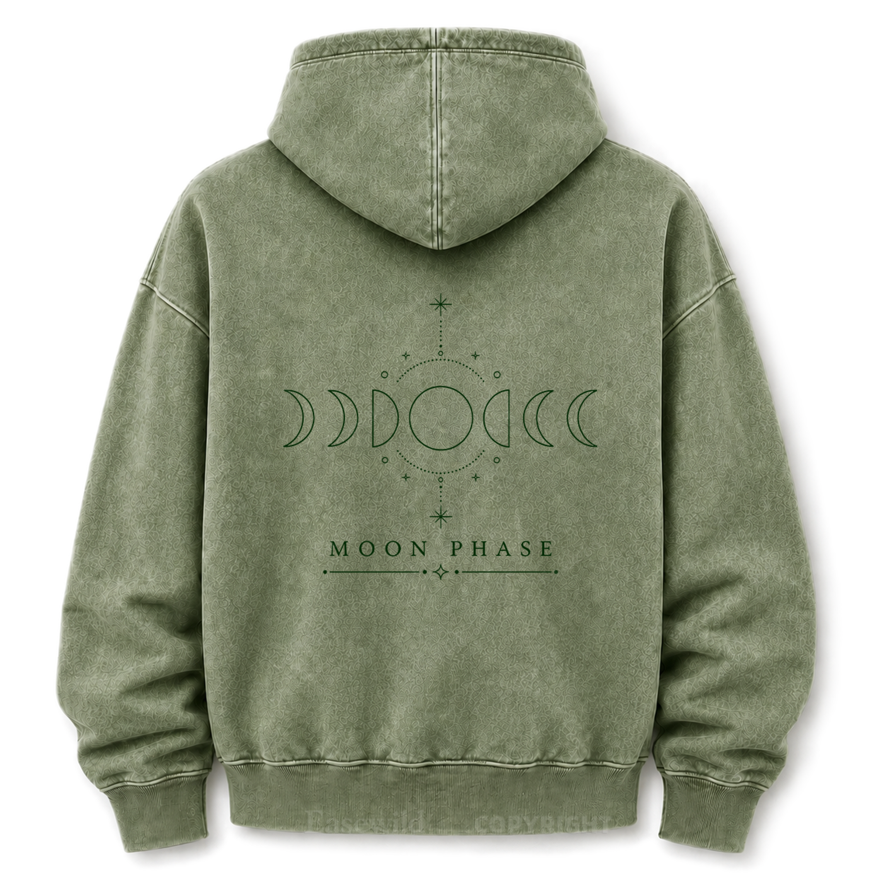 Hoodie mit Mondphasen-Himmelsgrafik und Washed-Effekt
