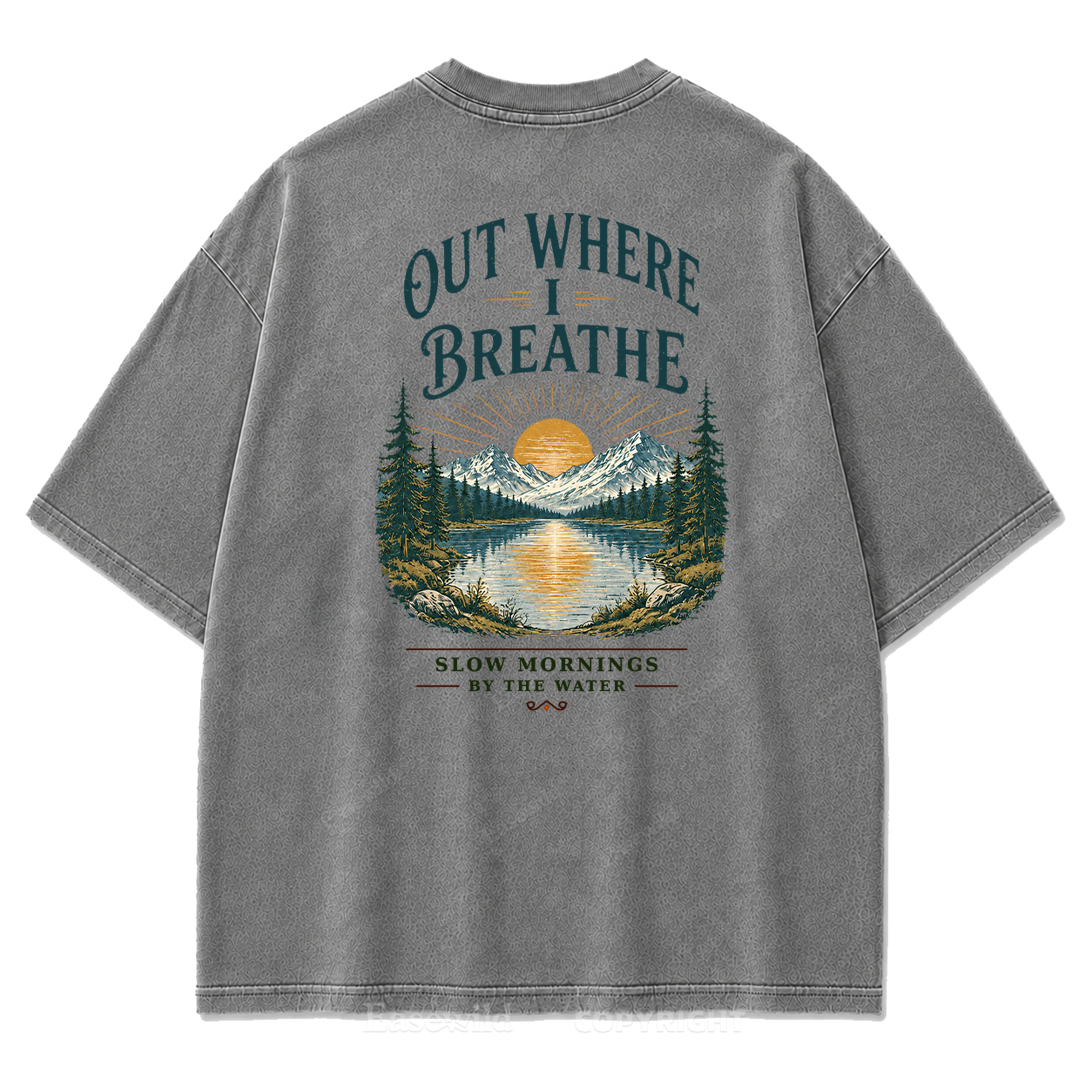 T-Shirt „Out Where I Breathe“ mit gewaschenem Print