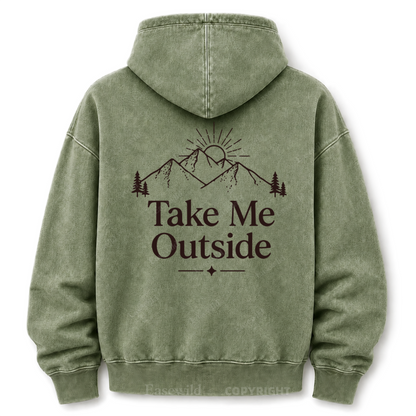 Take Me Outside Mountain Washed Grafik-Hoodie