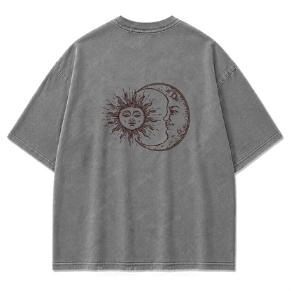 Sun and Moon Eclipse Celestial Washed Print Tee