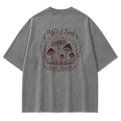 Wild Soul Soft Heart Mushroom Washed Print Tee