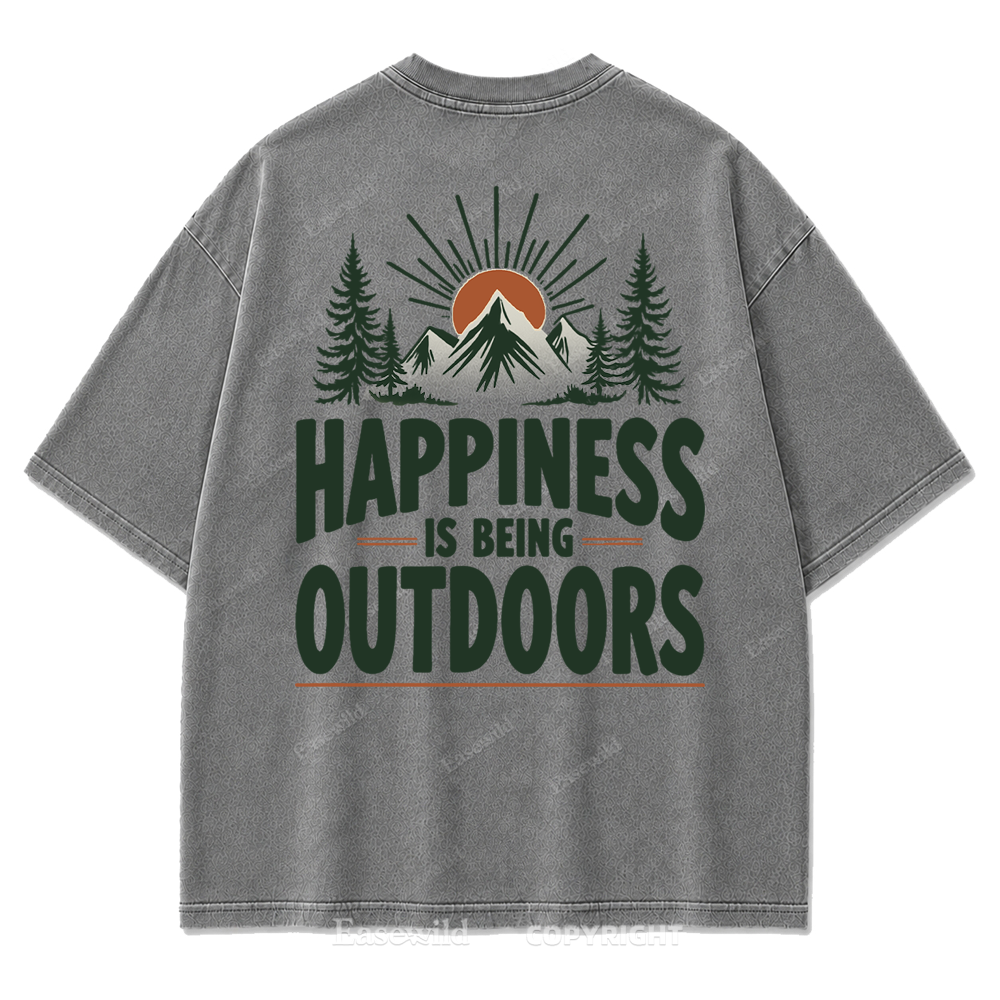 Happiness Lives Outside Washed Print Tee