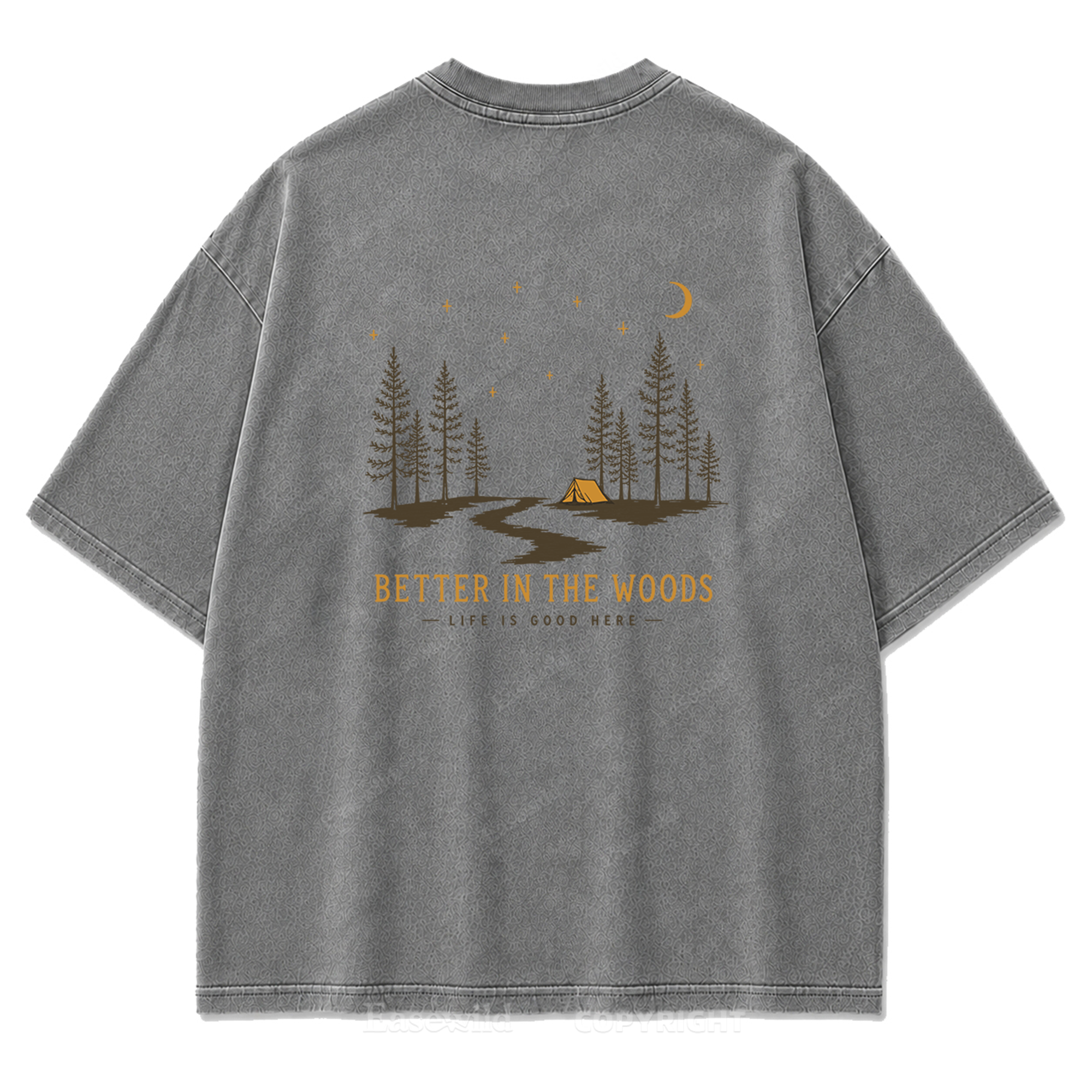 Better in the Woods Camping Washed Print Tee