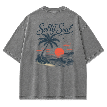 Salty Soul T-Shirt mit Küsten-Print im Used-Look