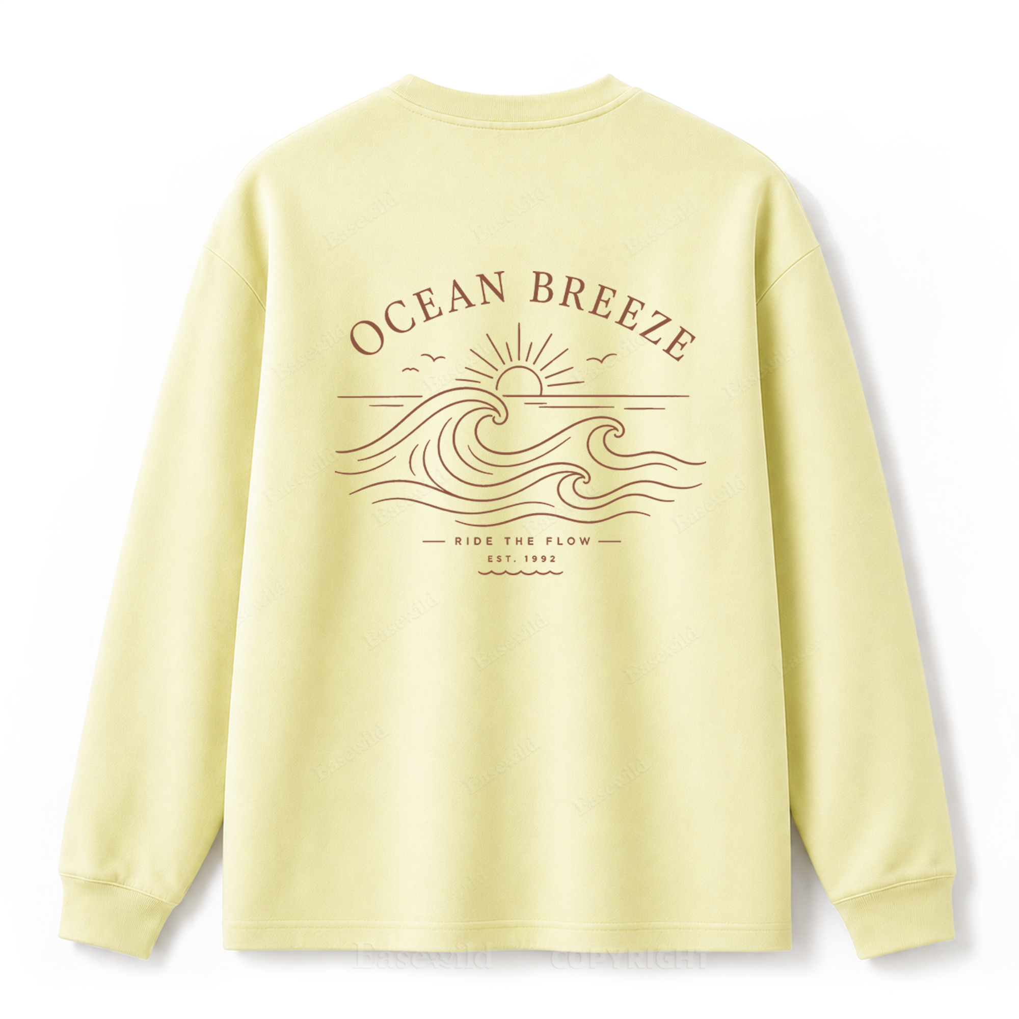 Ocean Breeze Wave Washed Graphic Long Sleeve Tee