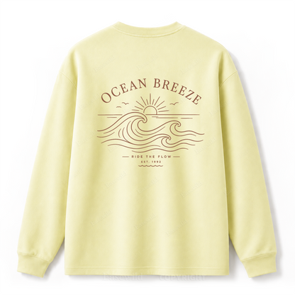 Ocean Breeze Wave Washed Graphic Long Sleeve Tee