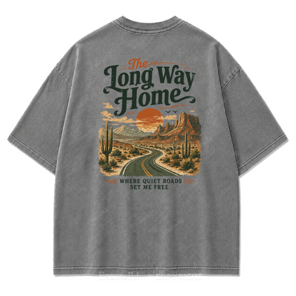 The Long Way Home Washed Print Tee
