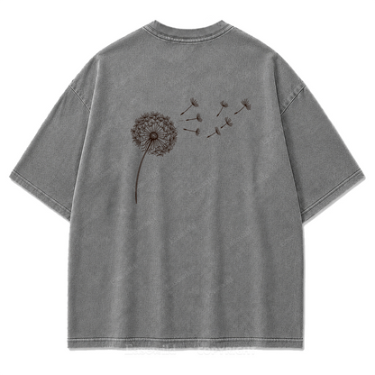 Drifting Wishes Dandelion Washed Print Tee