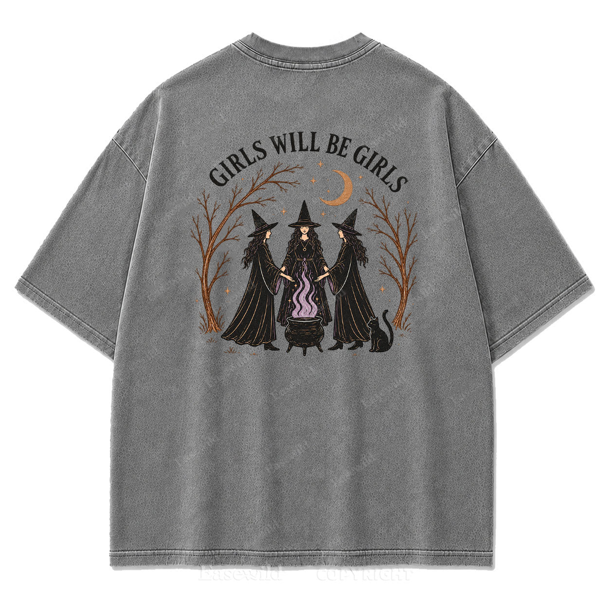 Girls Will Be Girls Halloween Washed Graphic Tee