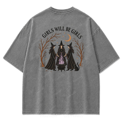 Girls Will Be Girls Halloween Washed Graphic Tee