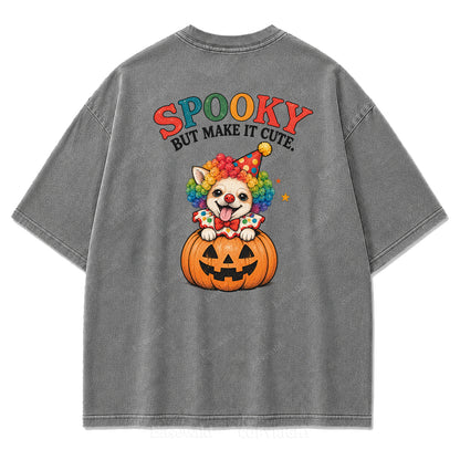 Spooky But Make It Cute Chihuahua Clown Washed Graphic T-Shirt