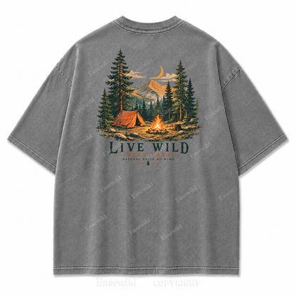 Live Wild Stay Free Vintage Camping PrintTee