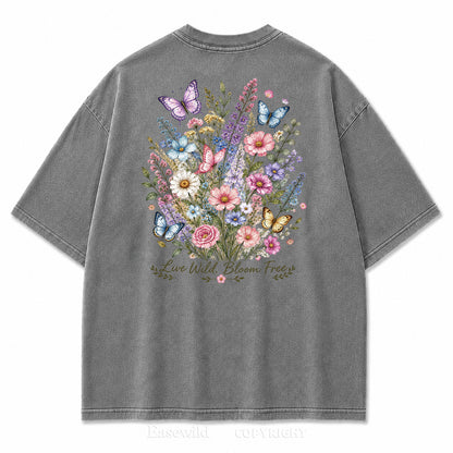 Live Wild Bloom Free Floral Art Print Tee