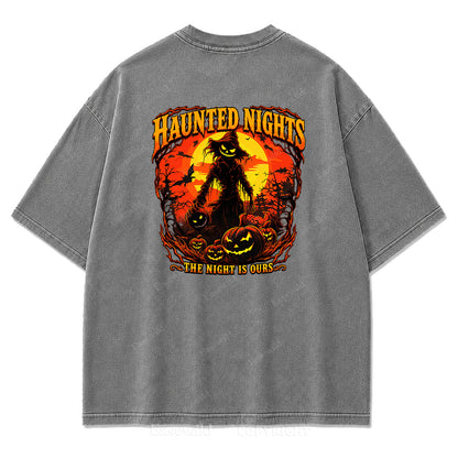 Haunted Nights Halloween Washed Graphic Tee