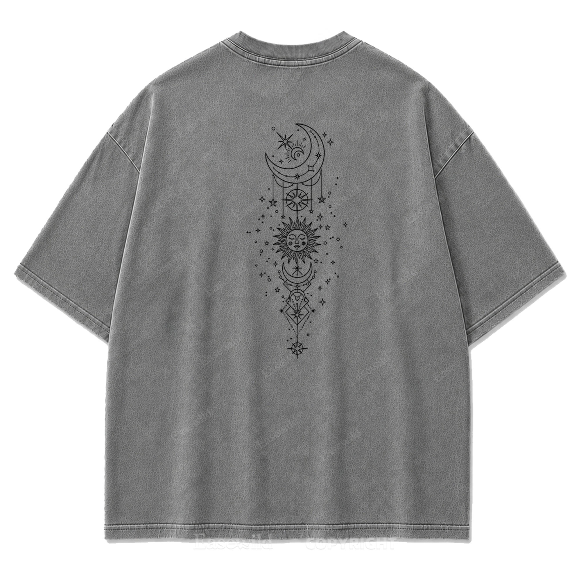 Himmlische Harmonie Sonne Mond Washed Print T-Shirt