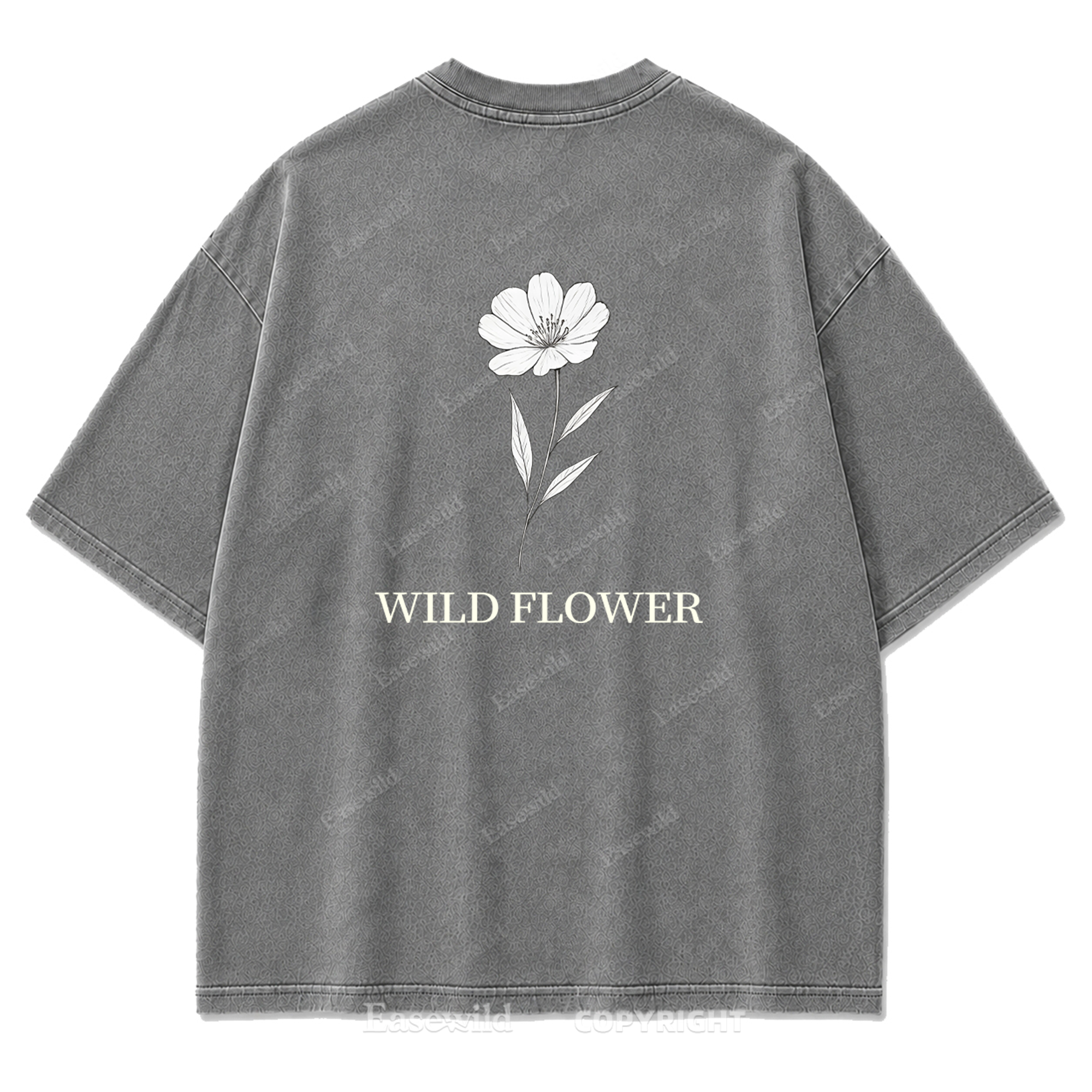 Wild Flower Line Art Washed Print Tee