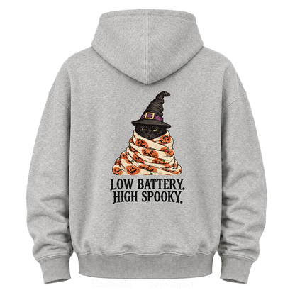 Low Battery High Spooky Black Cat Halloween Graphic Hoodie