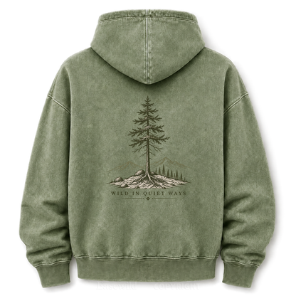 Wild in Quiet Ways Vintage Pine Washed Graphic Hoodie