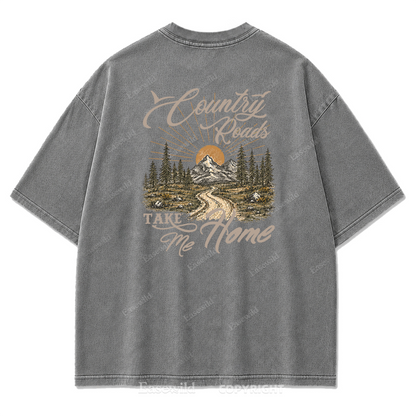 Country Roads Take Me Home T-Shirt mit Washed Print
