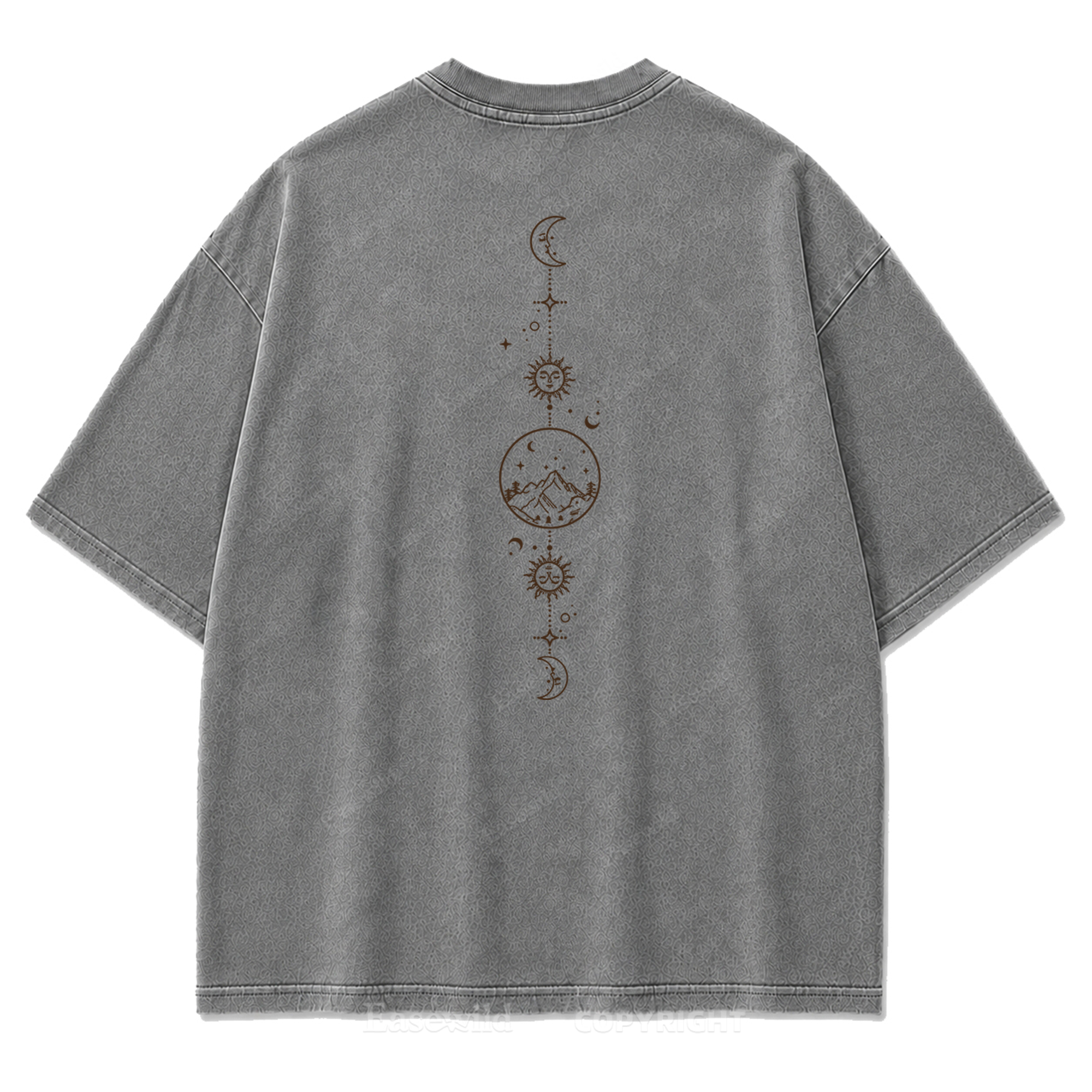 Celestial Balance Mountain Moon Washed Print Tee