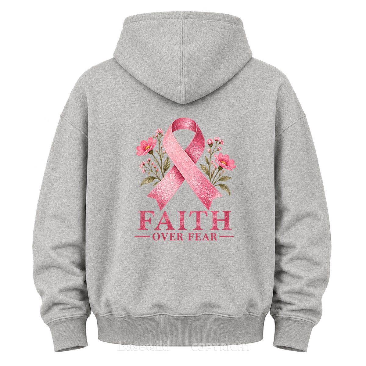 Faith Over Fear Pink Ribbon Graphic Hoodie