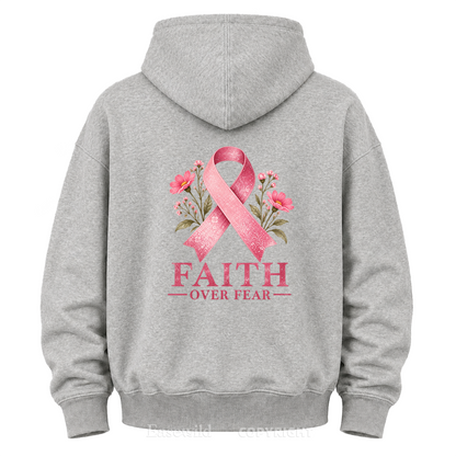 Faith Over Fear Pink Ribbon Graphic Hoodie