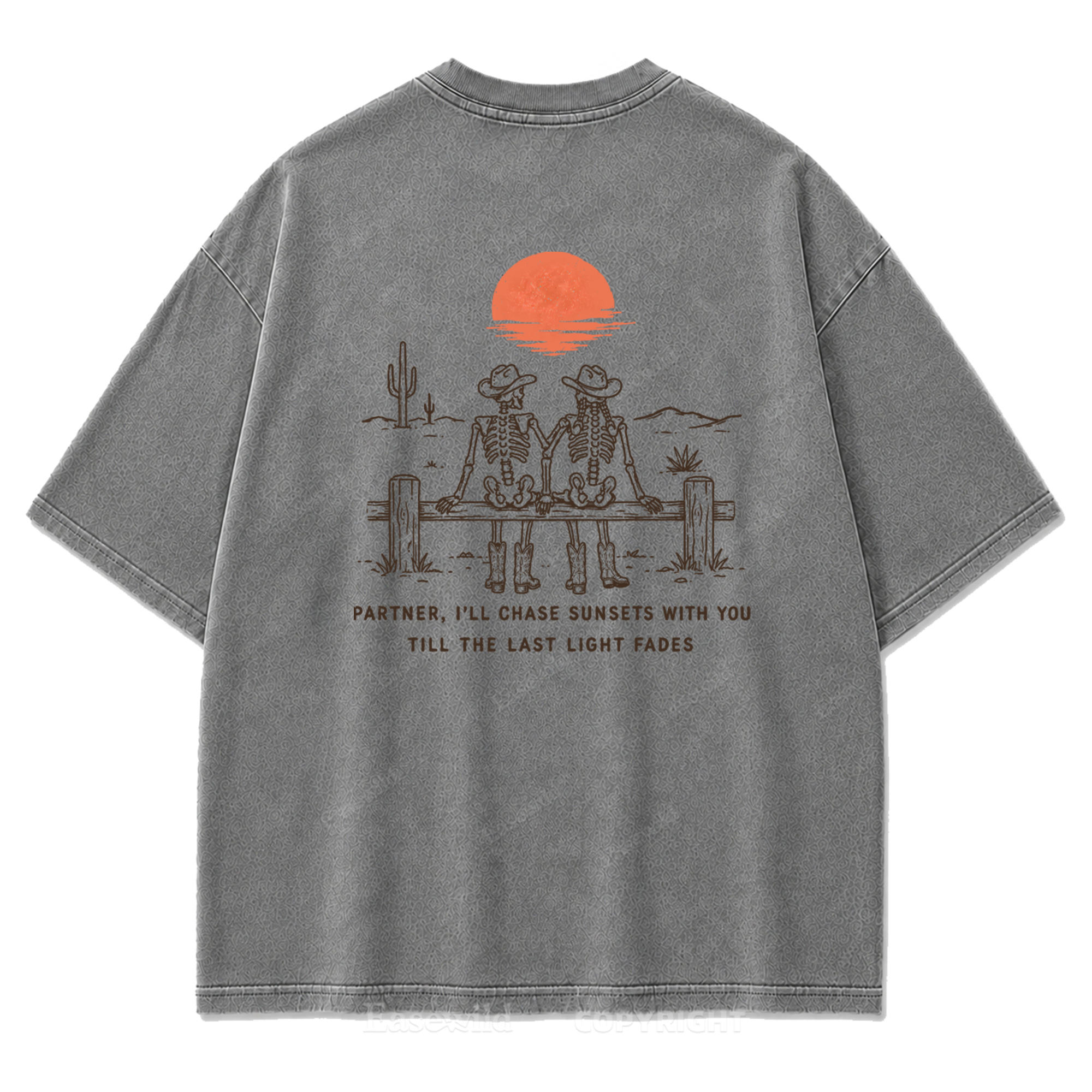 Cowboy-Skelett Used-Look T-Shirt