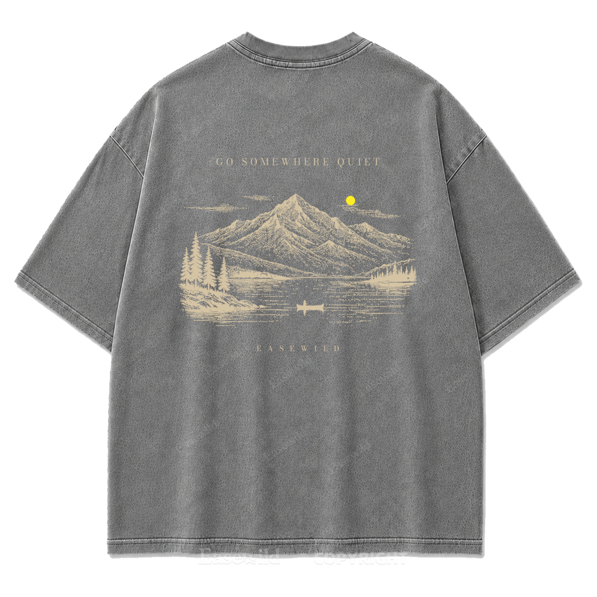 T-Shirt mit gewaschenem Druckmotiv „Ruhiger Alpensee“