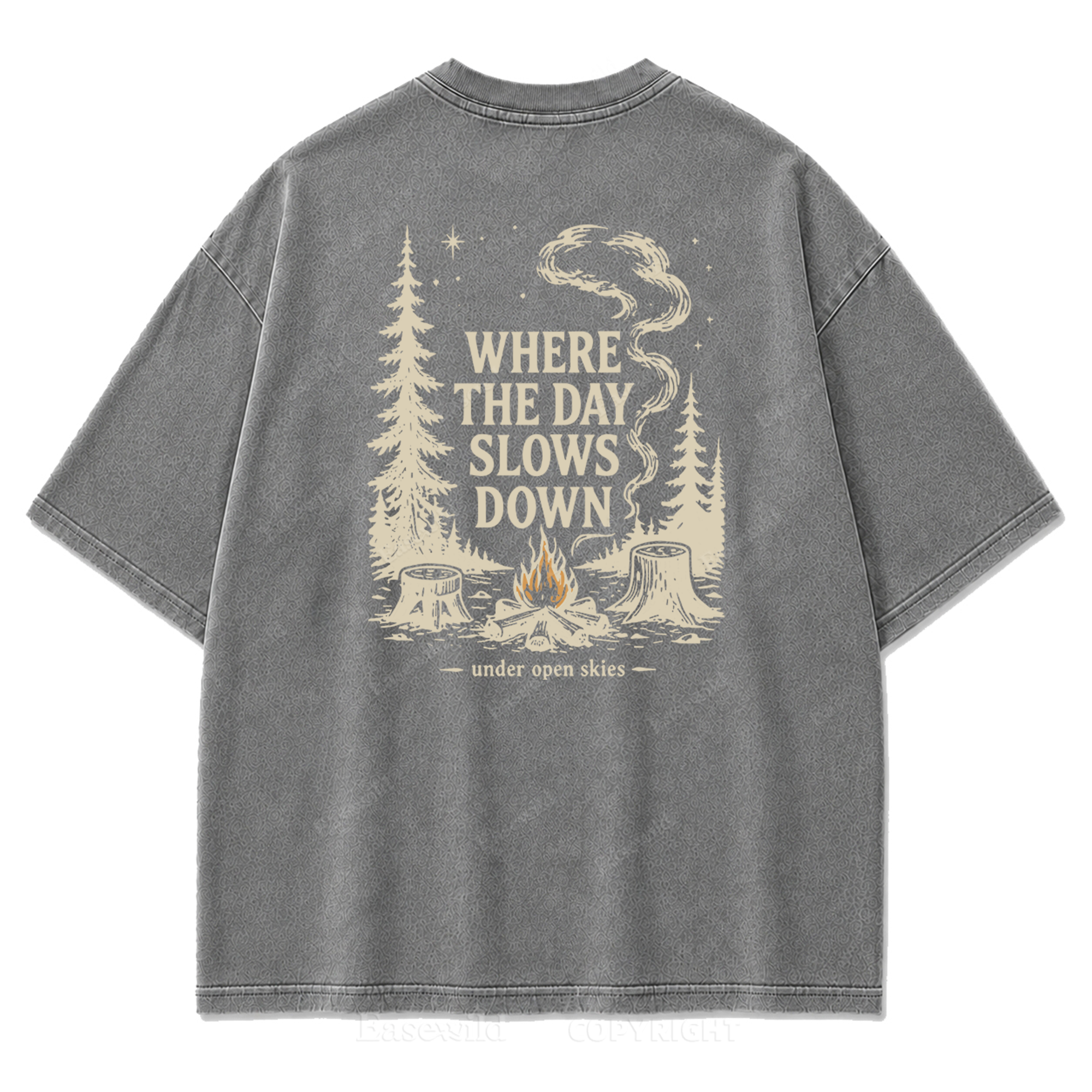 T-Shirt mit gewaschenem Aufdruck „Slow Day Open Skies“